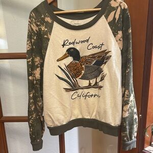 Pilcro Green and Cream Duck Sweater